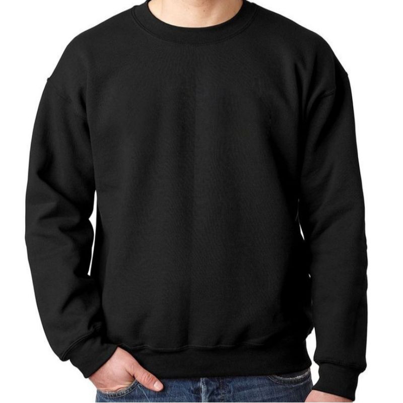 Zara - Basic Baju Sweater Polos Hitam Pria Wanita Bahan Katun Tebal Dan Adem