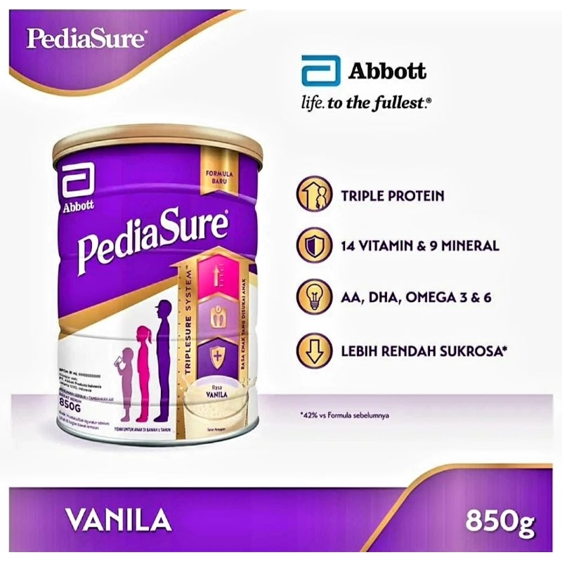 

Abbott Pediasure Vanila 850g Triple Protein
