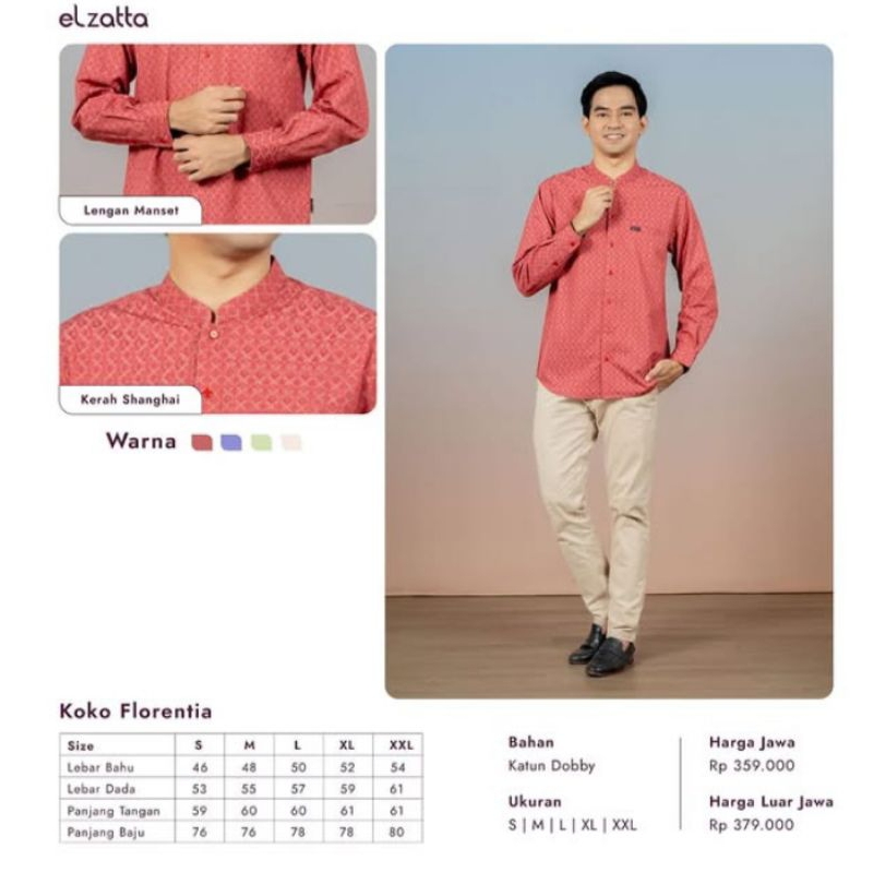 Elzatta Sarimbit Koko Dewasa Tangan Pendek Koko Florentia