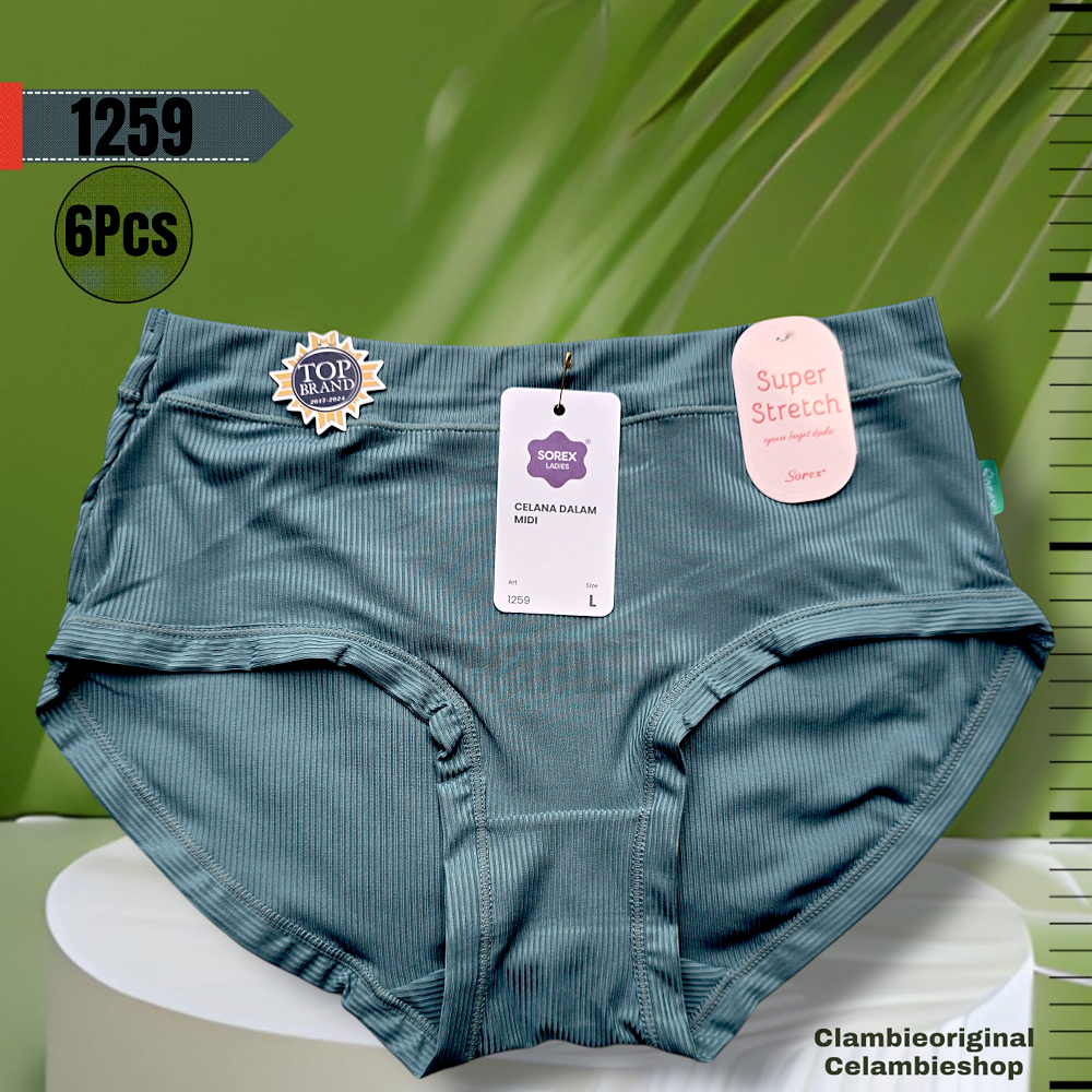 Cd Sorex 1259 | Celana Dalam Wanita Sorex 6Pcs | CD Sorex 1259 Salur Timbul Super Streach