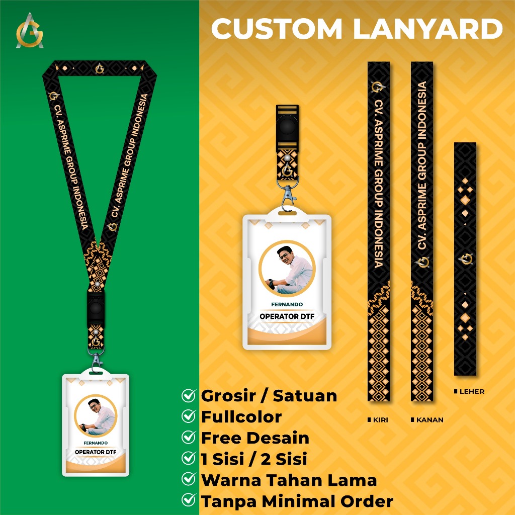 

Lanyard Custom Desain / Warna Tajam dan Awet / Tali Lanyard / ID Card Free Desain