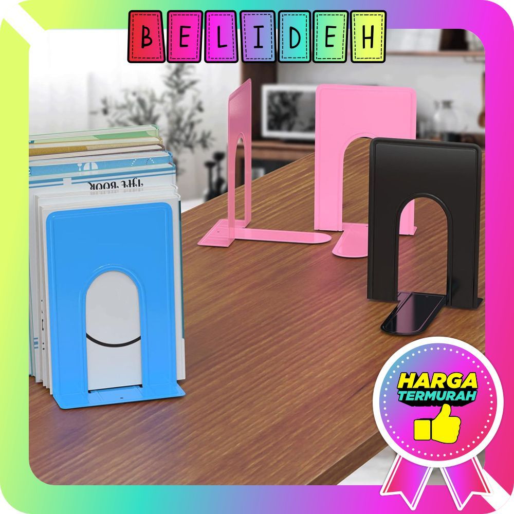 

☛BELIDEH☚ Sandaran Pembatas Stand Perlengkapan Sekolah ATK Bookends Bookend Rak Buku Besi Organizer Map File R1232