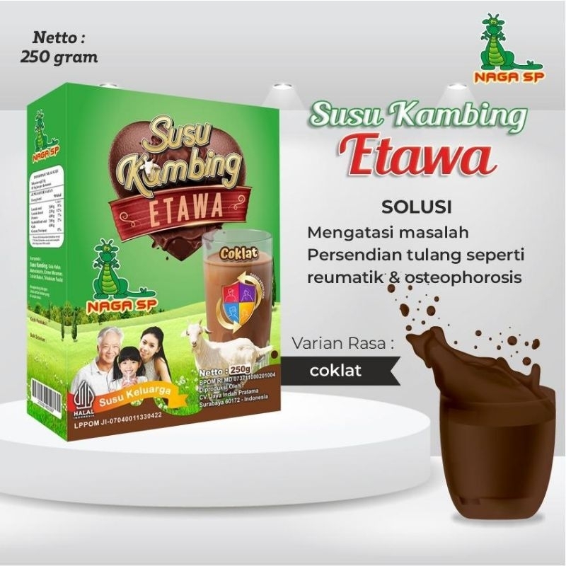 

Susu kambing etawa Naga SP 250g rasa (COKLAT) , 100% ORIGINAL