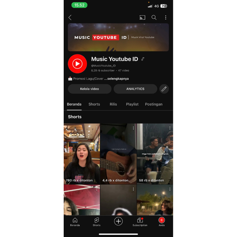 Jual Channel Youtube Verif Music/Artis