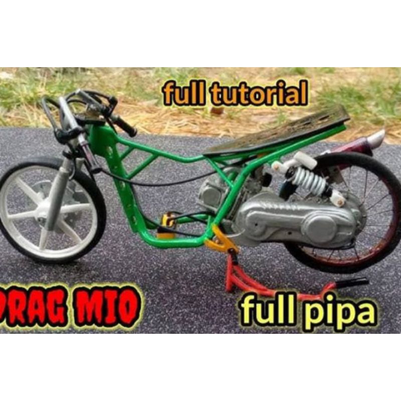diecast miniatur motor drag Yamaha mio hijau metalic full propo
