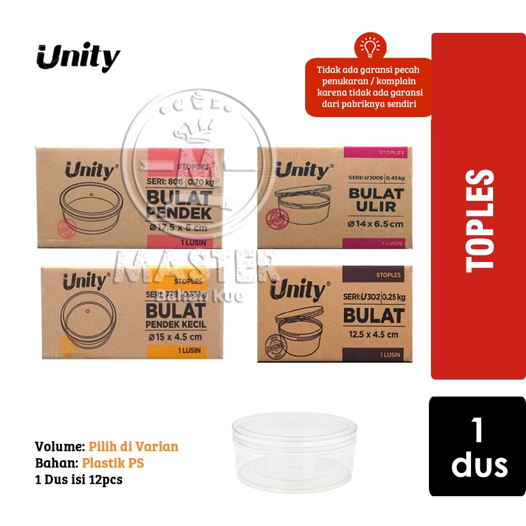 Toples Bulat Kue Kering UNITY Stoples Makanan NO CHECK [1 Dus]