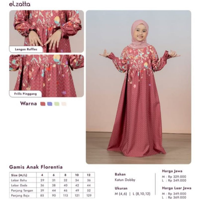 Elzatta Sarimbit Gamis Anak Perempuan Gamis Anak Florentia