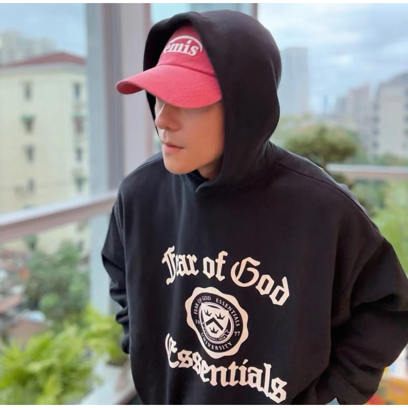 SS25 FEAR OF GOD Hoodie Jacket Logo Oversize Basic Hoodie Essentials FOG Sweater Lengan Panjang Jack