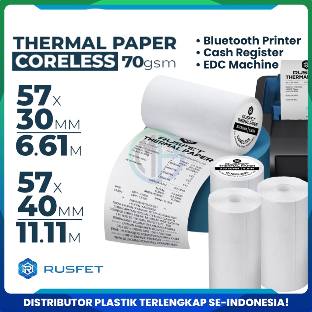 

Kertas Stiker Label Termal / Paper Thermal Core Non Sticker Untuk Resi Olshop Merk Rusfet Termurah