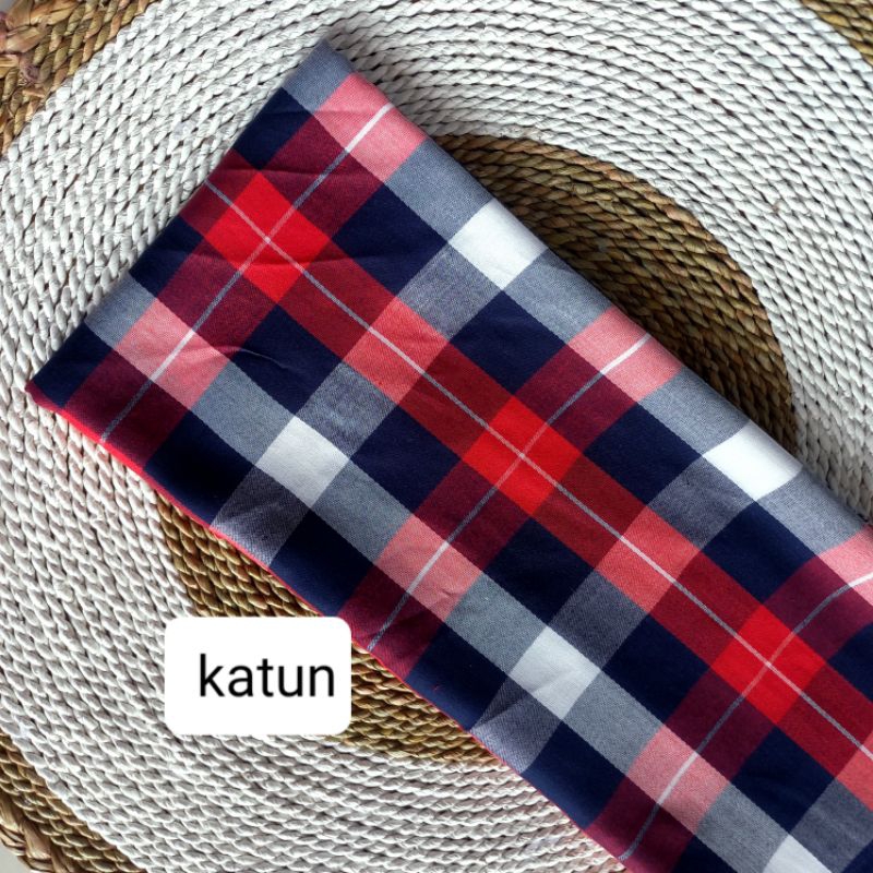 kain katun premium motif kotak-kotak