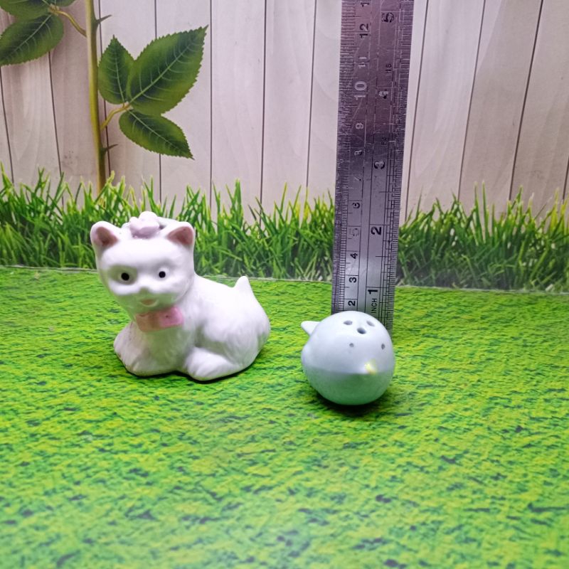 Botol Bumbu & Keramik Vintage Kucing - Tempat Lada Garam Salt Pepper Shaker Jadul Unik