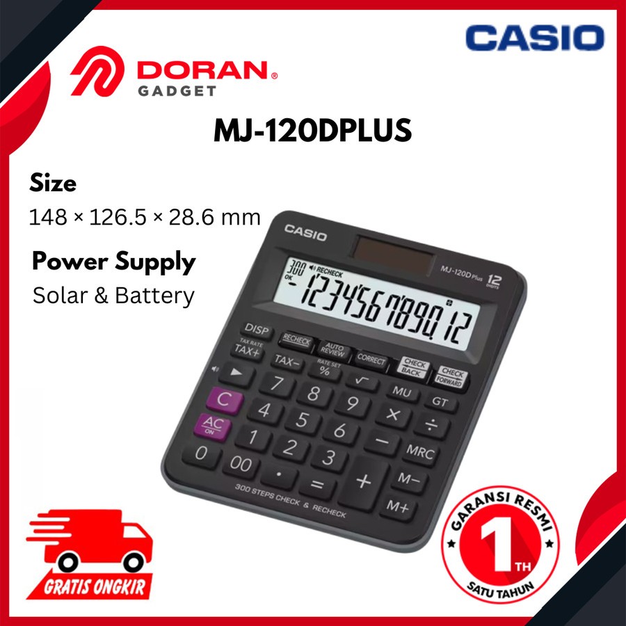 

Casio Calculator MJ-120D Plus - Kalkulator 12 Digit Check Correct Original - Garansi Resmi