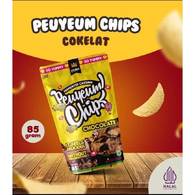 

Kakarak- cemilan peuyeum chip rasa coklat, 85 gram