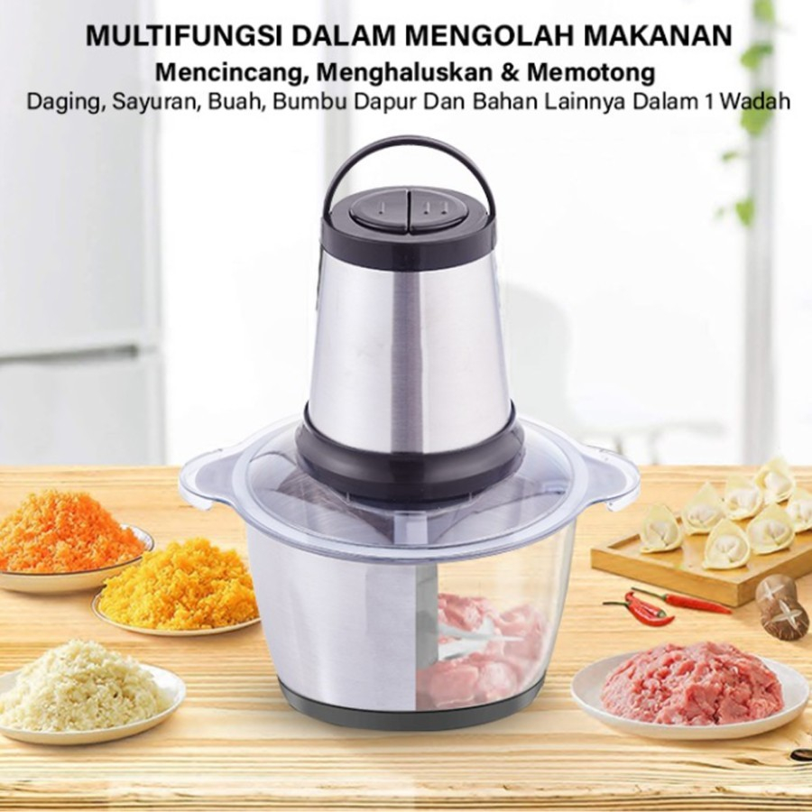 BESTPROMO BLENDER DAGING CHOPER PORTABLE 2IN1 4 MATA PISAU STAINLES STEEL