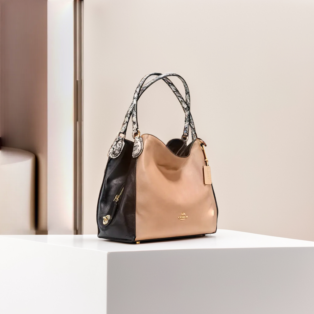 EXCLUSIVE PRELOVED COACH BLACK/BEIGE KULIT TAS BAHU