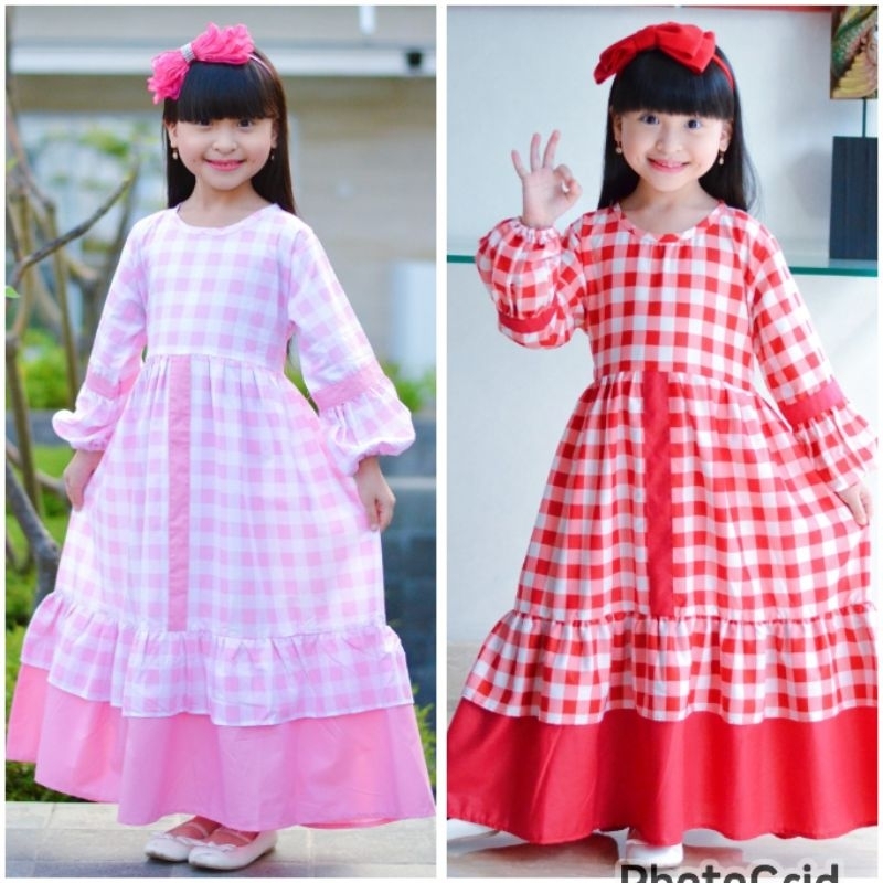 Baju Gamis Muslim Anak Perempuan Murah Resmi Bahan Kain Katun Halus Lembut Adem Usia 3 4 5 6 7 8 Tah