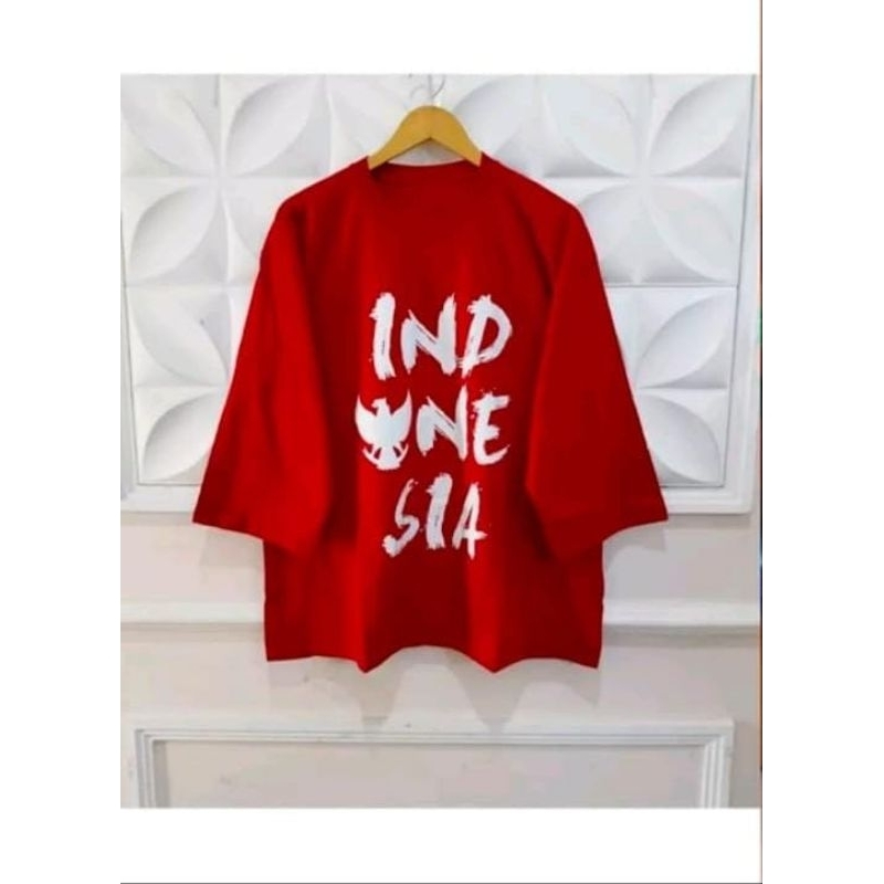 KAOS ATASAN MERAH PUTIH OVERSIZED/ KAOS KEMERDEKAAN