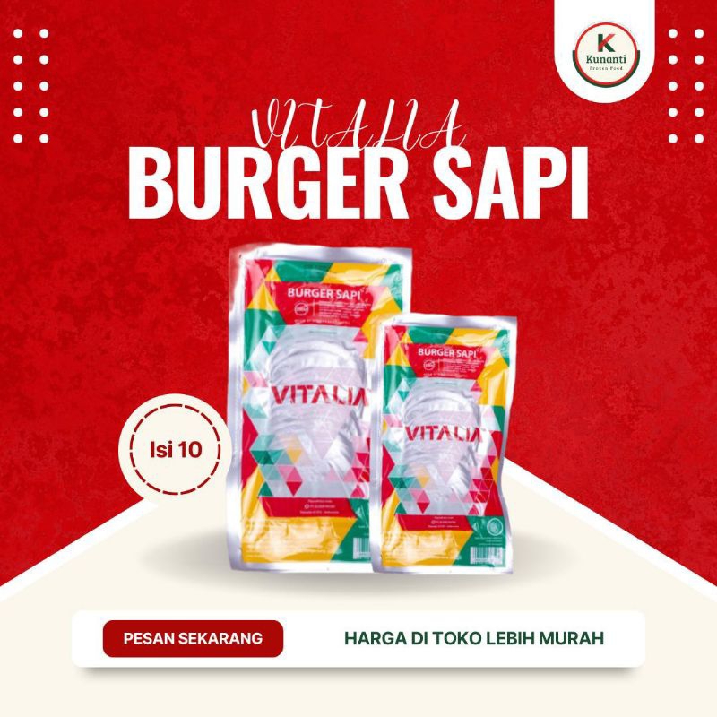 

Vitalia - Burger Sapi Isi 10 Pcs