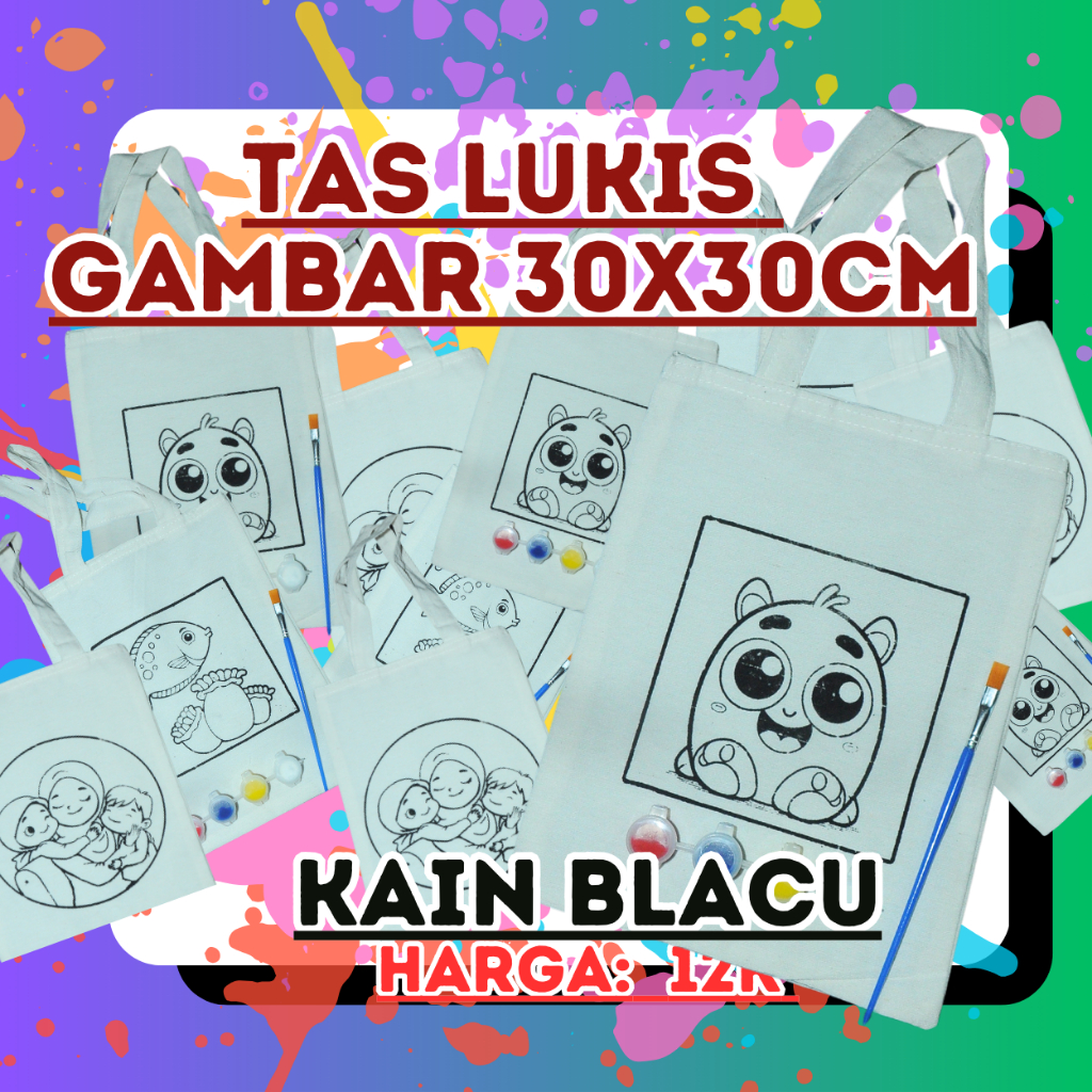 

tas lukis kain blacu gambar 30x30cm harga terjangkau