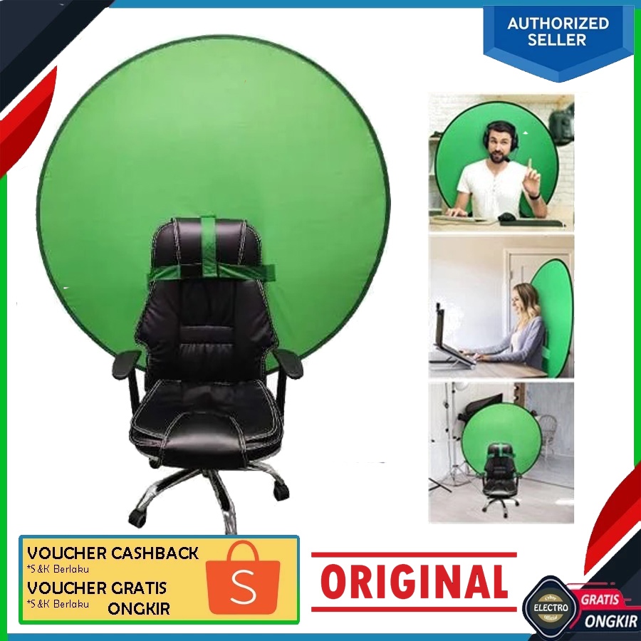 Green Screen Lipat Portable / Backdrop Background Green Screen Kursi Gaming Conference Call