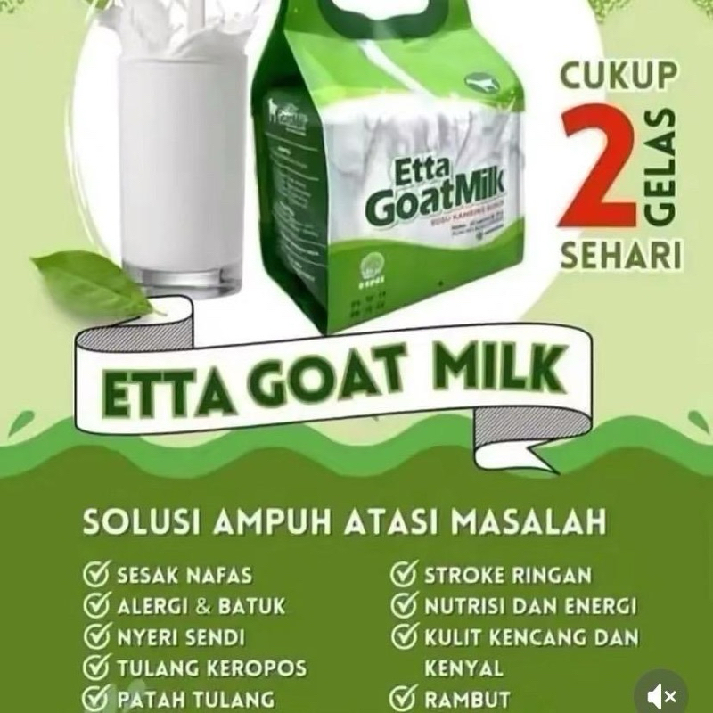 

Susu Kambing Etta Goat Milk Bubuk Gula - 10 Sachet - Tinggi Protein dan Kalsium - Gluten Free