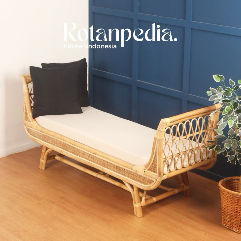 (Luar Jawa) Sofa Bench Rotan Minimalis 3 Seater / Sofa Tamu Rotan / Bench Chair - Rotanpedia