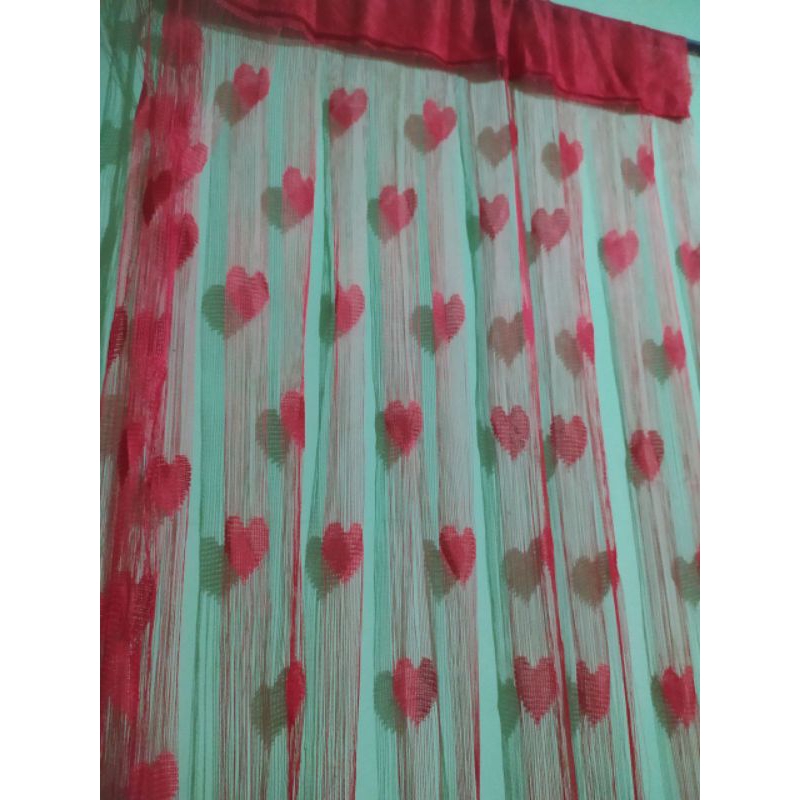 New tirai benang love merah/tirai pembatas ruang/bakground foto