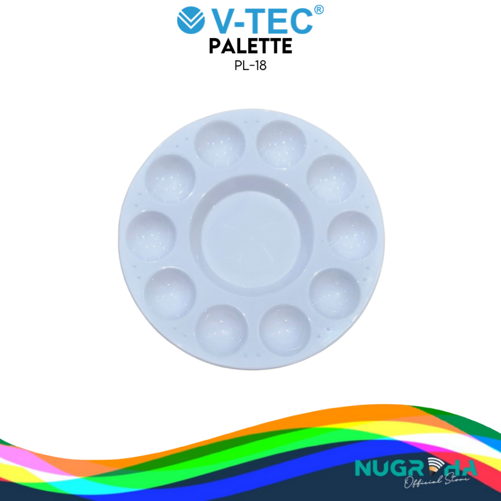 V-Tec Palet Warna Palet Warna Bentuk Bulat Kotak Piring Campuran Pewarnaan Cat Air Palet Plastik