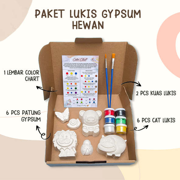 Gypsum Lukis Anak Gypsum Painting Mainan Melukis Anak Set Gypsum Hewan Dengan Cat Cair