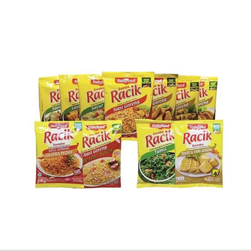 

Bumbu instan Racik Indofood 1 renceng isi 10 sachet
