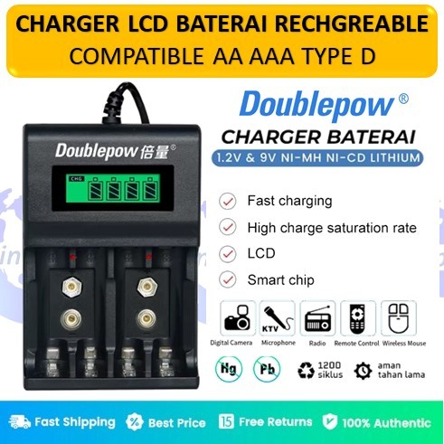 DOUBLEPOW Charger Baterai 1.2V & 9V NI-MH NI-CD Lithium - DP-UK95