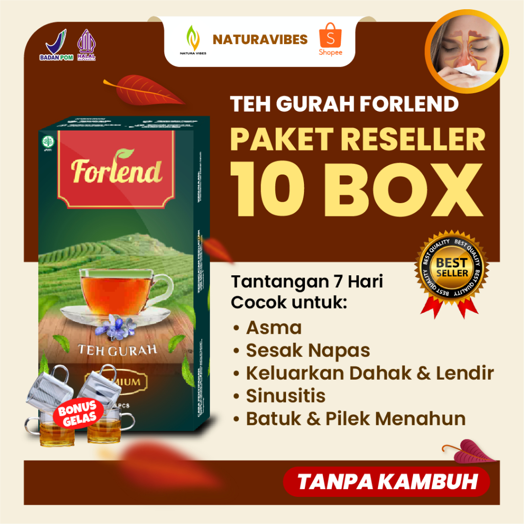 

Paket Teh Guru Forlend 10 Box - Sembuhkan Batuk dan Pilek - Atasi Asma dan Sinusitis - HALAL & BPOM