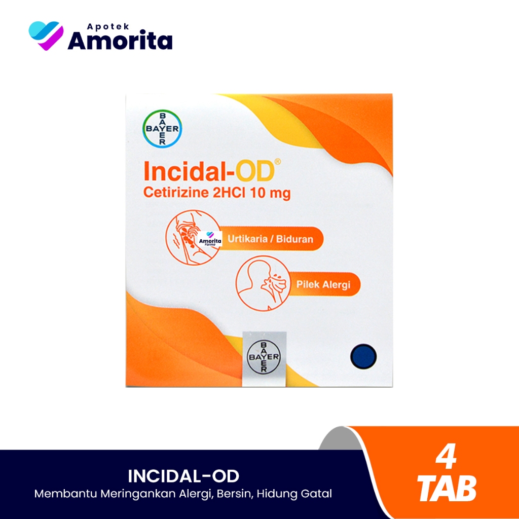 INCIDAL OD Obat Alergi, Gatal, Biduran, Flu Batuk - 1 Strip 4 Tablet