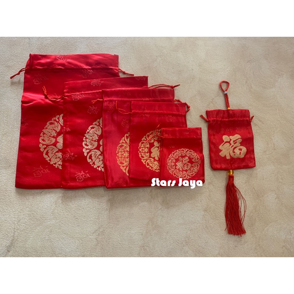 

Kantong Imlek Kain, Kantong Bingkisan goodie bag Merah Hampers Toples
