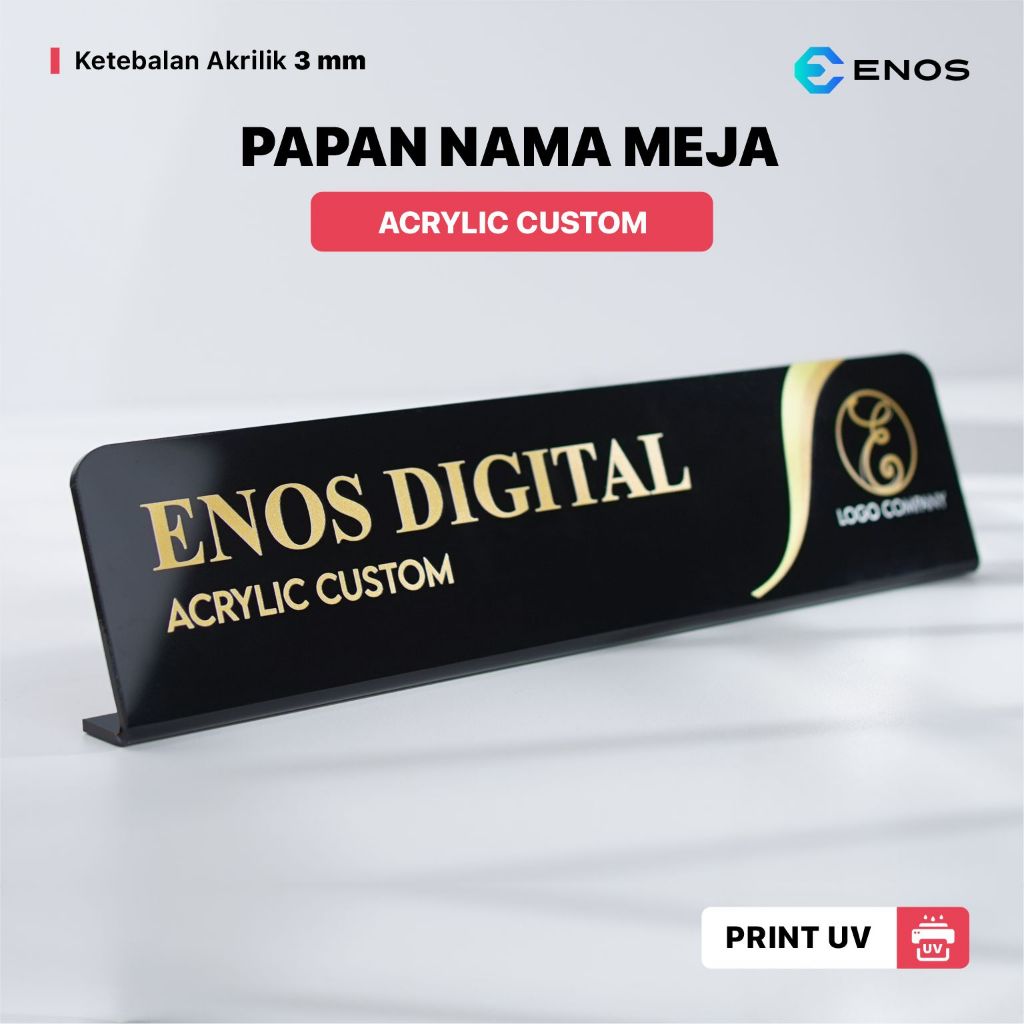 

Custom Papan Nama Meja Eksklusif Akrilik - Desk Name Plate Acrylic Print UV