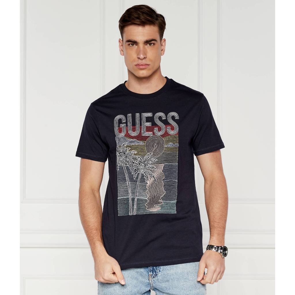 Guess Men - SS CN GUESS PALM EBR TEE - M4GI15I3Z14