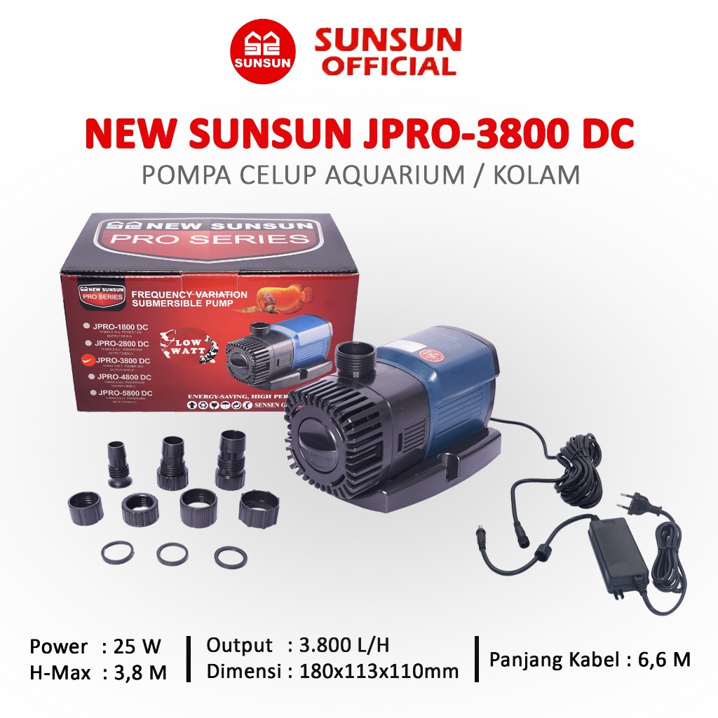 NEW SUNSUN JPRO 3800 DC POMPA CELUP KOLAM AQUARIUM