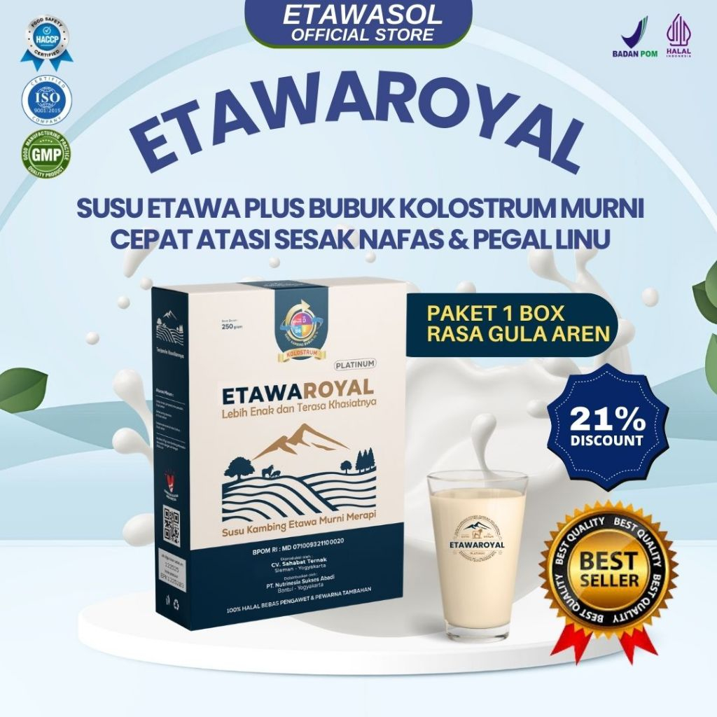 

Susu Kambing ETAWAROYAL Platinum - Rasa Gula Aren Untuk Sesak Nafas dan Nyeri Dada - 250gr 1 Box