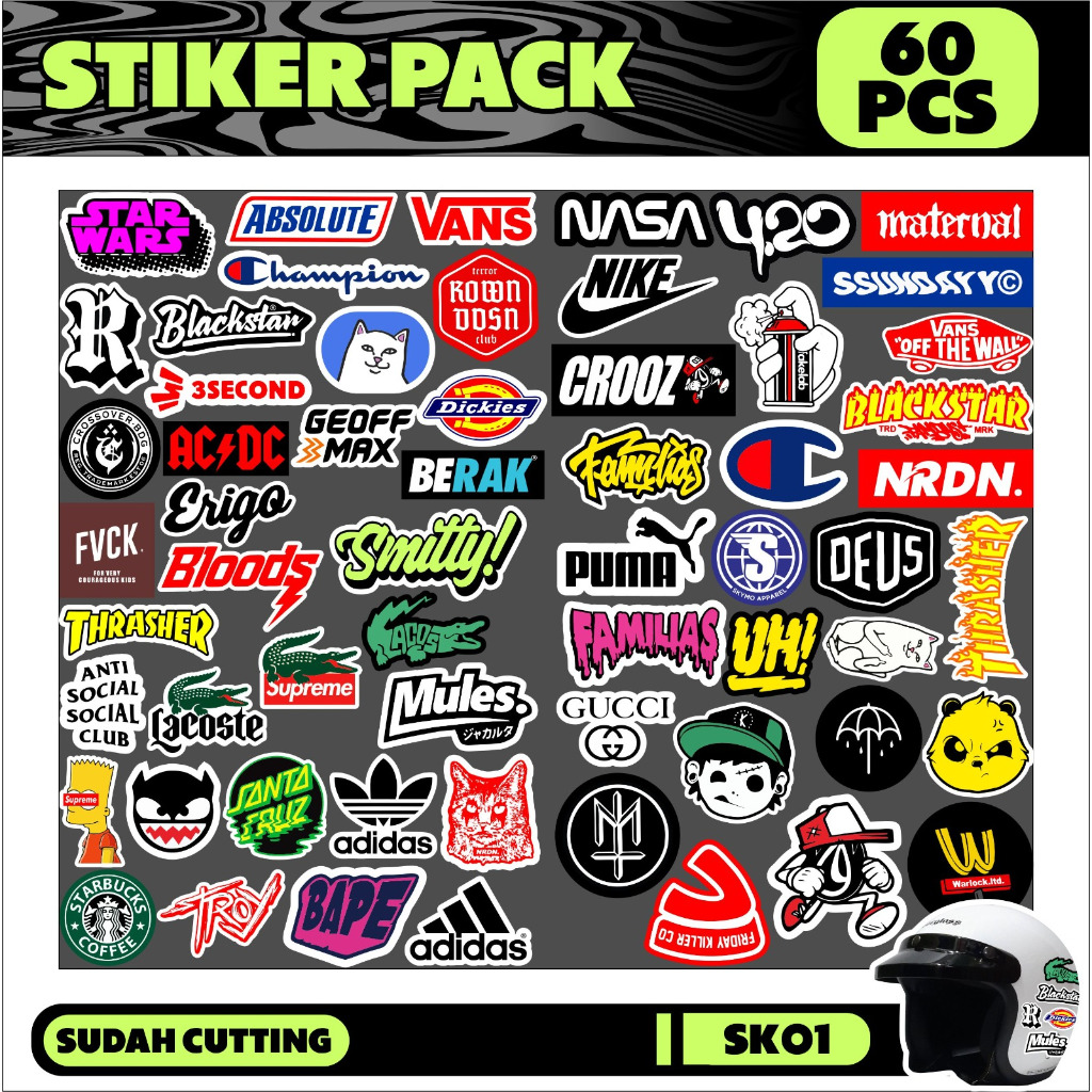 

stiker pack stiker case stiker Aesthetic vynil tinggal tempel isi 60pcs stiker brand anti air