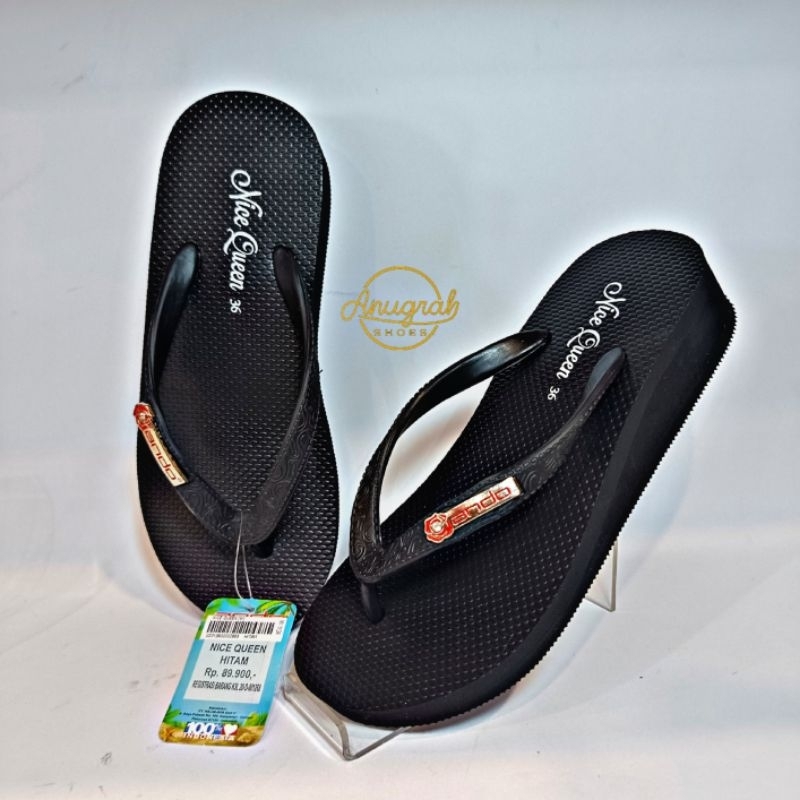 SANDAL JEPIT ANDO ORIGINAL NICE QUEEN HITAM || ANDO BNIB