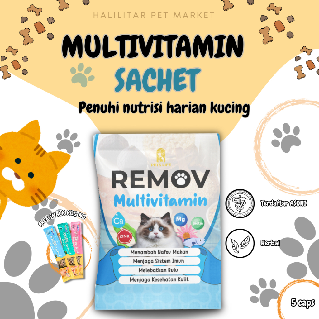 Remov Vitamin Kucing Immune Booster 5 Kapsul