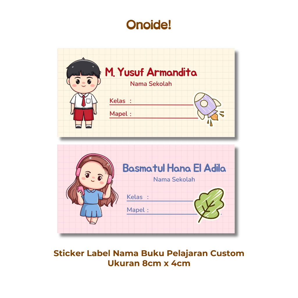 

Onoide! - Sticker Label Buku Pelajaran Anak Sekolah LB Ukuran 8cm x 4cm