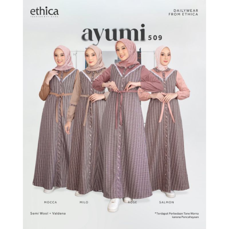 Ethica Gamis Ayumi 509 | Gamis Remaja Kekinian | Gamis Kotak Kotak | Gamis Premium |