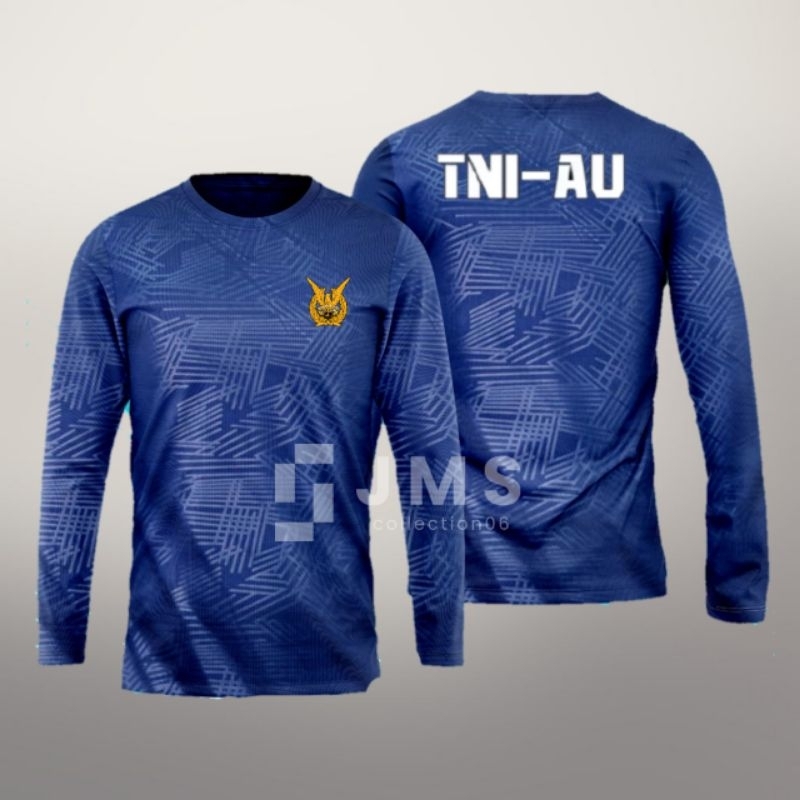 kaos dryfit TNI AU lengan panjang / kaos TNI AU bahan dryfit emboss/ baju kaos lengan panjang TNI AU