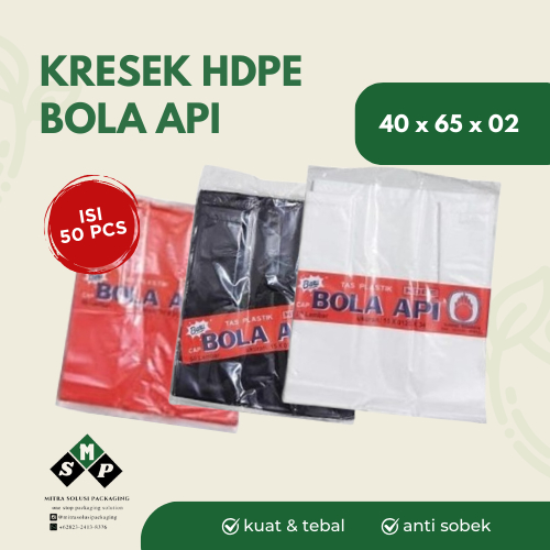 [50 PCS] KRESEK HDPE BOLA API 40x65 Tebal 02 HITAM PUTIH MERAH / KANTONG KRESEK HD HDPE BOLA API UK 
