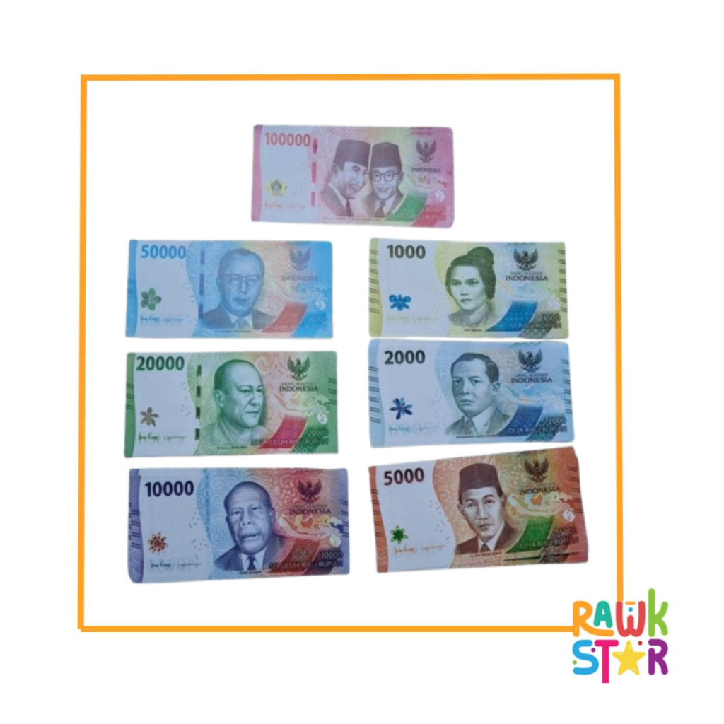 Uang Mainan Anak 30 Lembar Replika Uang Kertas Gambar