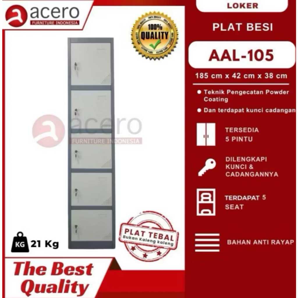 Loker Besi 5 Pintu Lemari Loker Locker Cabinet Besi - Acero AAL 105