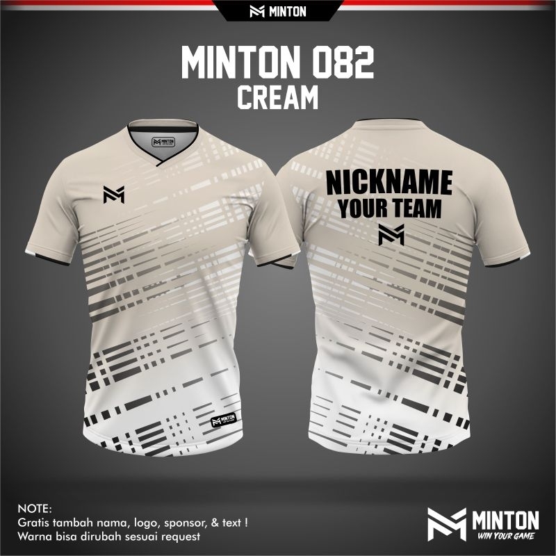 [ ANAK & DEWASA ] MINTON 082 CREAM BAJU MINTON KAOS BADMINTON VOLLY GOWES IMPORT PINGPONG JERSEY ORI