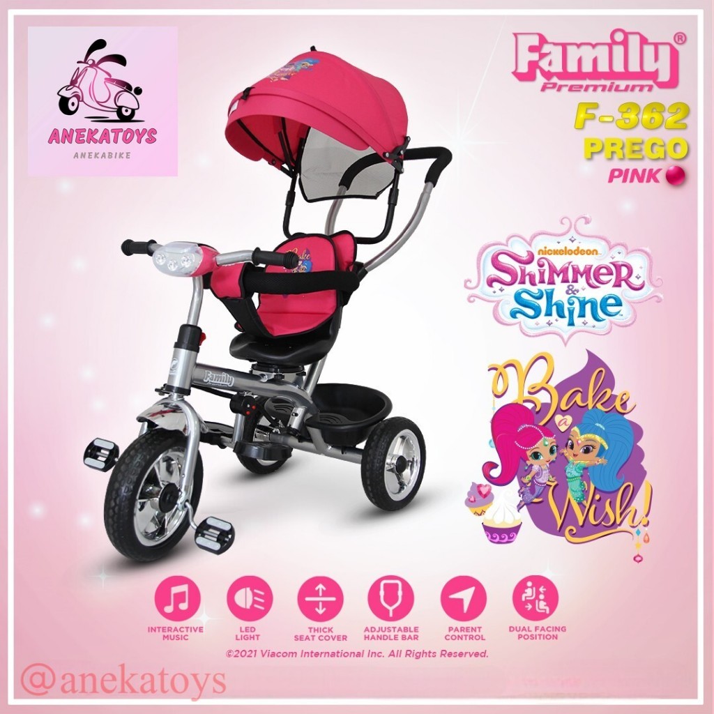 Sepeda Roda Tiga Anak Family F362 Prego Ban Eva Musik n Lampu