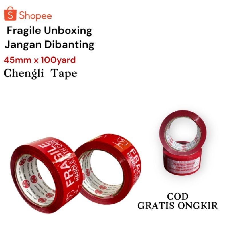 

Lakban Fragile Unboxing 45mm x 100 Yard | Fragile Unboxing 100 Yard | Fragile Merah Unboxing